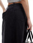 Фото #2 товара Pieces front split denim midi skirt in washed black