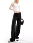 Фото #1 товара Pull&Bear wide leg pinstriped tailored trouser with contrast edge in black