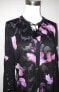 Фото #3 товара Блузка T Tahari Лидия с разрезом по горловине и пуговицами, цветочный узор, черный, размер XS