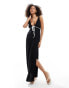 Фото #1 товара ASOS DESIGN linen blend contrast maxi dress in black