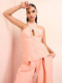 ASOS LUXE halter neck tailored waist coat with bow back detail in peach Оранжевый, 46 - фото #1