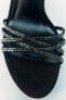Diamanté leather high-heel sandals