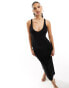 Фото #2 товара ASOS DESIGN 90s neckline minimal midi dress in black