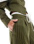 Extro & Vert Petite drawstring tailored trousers in khaki stripe co-ord