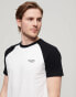 Superdry Cotton essential logo baseball t-shirt in optic/black