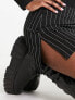 Noisy May mini side split skirt co-ord in black pinstripe
