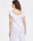 Фото #4 товара Women's Cotton Gauze Flutter-Sleeve Top, Created for Macy's