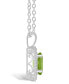 ფოტო #3 პროდუქტის Peridot (1-1/3 ct. t.w.) and Diamond (1/8 ct. t.w.) Halo Pendant Necklace in Sterling Silver