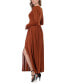 ფოტო #4 პროდუქტის Women's Long Sleeve V-neck Side Slit Maxi Dress
