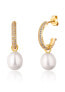 Beautiful gold-plated hoop earrings with real pearls 2in1 JL0771