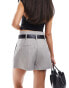 Фото #5 товара ASOS DESIGN high waist textured belted tailored short in grey