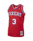 Фото #2 товара Men's Allen Iverson Red Philadelphia 76ers 2001/02 Hardwood Classics Swingman Jersey