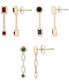 3-Pc. Set Lab-Grown Multi-Gemstone Linear Chain Drop Earrings (1-1/5 ct. t.w.) in 14k Gold-Plated Sterling Silver
