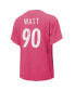 ფოტო #3 პროდუქტის Women's Threads T.J. Watt Pink Distressed Pittsburgh Steelers Name and Number T-shirt