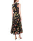 ფოტო #2 პროდუქტის Women's Tie-Neck Smocked-Waist Tiered Maxi Dress