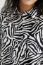 Oversize Fit Zebra Desenli Uzun Kollu Poplin %100 Pamuk Gömlek W7702az22sm