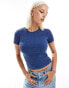 Фото #1 товара ONLY ribbed top in a vintage blue wash