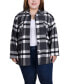 Фото #1 товара Plus Size Long Sleeve Brushed Twill Shirt Jacket