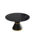 Фото #7 товара 53.15" Modern Artificial Stone Round Black Carbon Steel Base Dining Table-Can Accommodate 6 People
