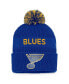 Фото #3 товара Men's Royal, Yellow St. Louis Blues 2022 NHL Draft Authentic Pro Cuffed Knit Hat with Pom