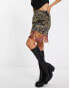 Reclaimed Vintage asymmetric hem midi skirt in multi animal print