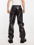 ASOS DESIGN baggy leather look trousers in black