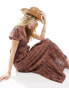 Фото #4 товара Iisla & Bird puff sleeve broderie maxi beach dress in brown