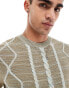 Фото #2 товара ASOS DESIGN knitted cable t-shirt in blue and brown contrast twist