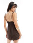 Фото #4 товара ONLY texture mini playsuit with shell detail in brown