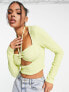 Фото #1 товара ASOS DESIGN long sleeve top with bra detail in lime