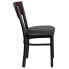 Фото #1 товара Hercules Series Black 4 Square Back Metal Restaurant Chair - Mahogany Wood Back, Black Vinyl Seat