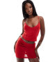 Kaiia mesh cami top co-ord in red