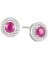 ფოტო #1 პროდუქტის Sapphire (5/8 ct. t.w.) & Diamond Accent Stud Earrings in Sterling Silver (Also Available In Emerald and Ruby)