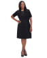 ფოტო #1 პროდუქტის Women's Embellished Short-Sleeve Fit & Flare Dress