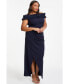 ფოტო #3 პროდუქტის Plus Size Ruffle Bardot Ruched Maxi Dress