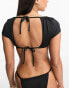 Фото #4 товара Miss Selfridge cup detail open back bikini top in black