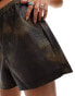 Noisy May faux leather shorts in washed brown