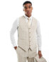 Shelby and Sons wainwright suit waistcoat in stone with windowpane check Бежевый, Chest 38 - фото #1