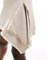 Фото #4 товара & Other Stories linen blend mini skirt with cut about asymmetric raw hem in light beige