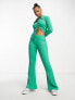 Фото #1 товара JDY soft ribbed flared trousers co-ord in bright green