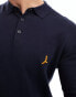 Brave Soul long sleeve polo shirt in navy