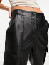 River Island utility faux leather cargo trouser in black