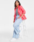 Фото #3 товара Trendy Plus Size Solid Linen Single-Breasted Woven Blazer, Created for Macy's