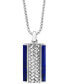 ფოტო #1 პროდუქტის EFFY® Men's Lapis Lazuli Woven-Look 22" Pendant Necklace in Sterling Silver