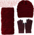 LYworld Winter Scarf Knitted Hat Combi Set Knitted Beanie Gloves Women's Scarf Hat Gloves Set Knitted Gift Set Touchscreen Gloves