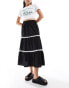 Фото #1 товара Wednesday's Girl rik-rak detail midi skirt in black