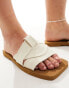 Public Desire Wide Fit Lyra crossover flat sandal in cream