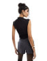 New Look ruched side tank top in off black