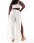 Pieces Curve cotton beach trouser co-ord in cream