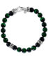 ფოტო #1 პროდუქტის EFFY® Men's Green Tiger Eye & Onyx Bead Bracelet in Sterling Silver